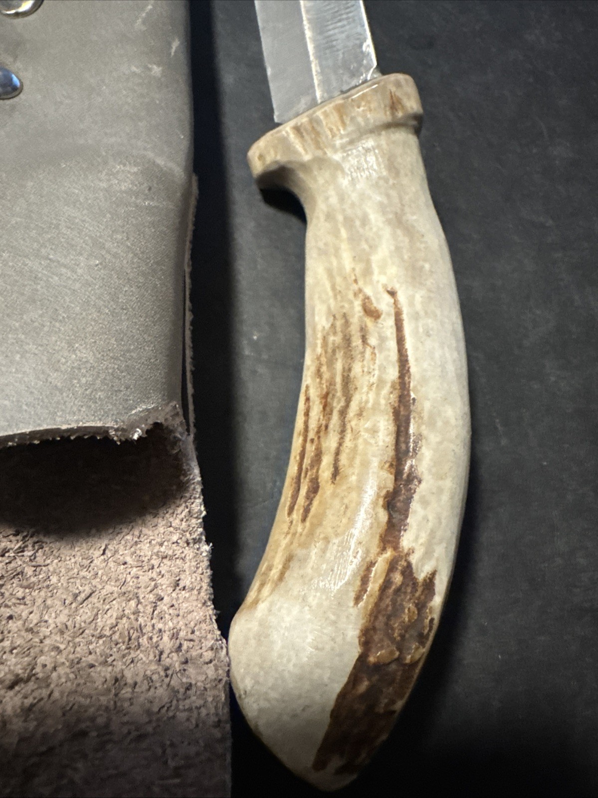 Vintage Bone Handle Antler Knife Stag Silver 6” Blade