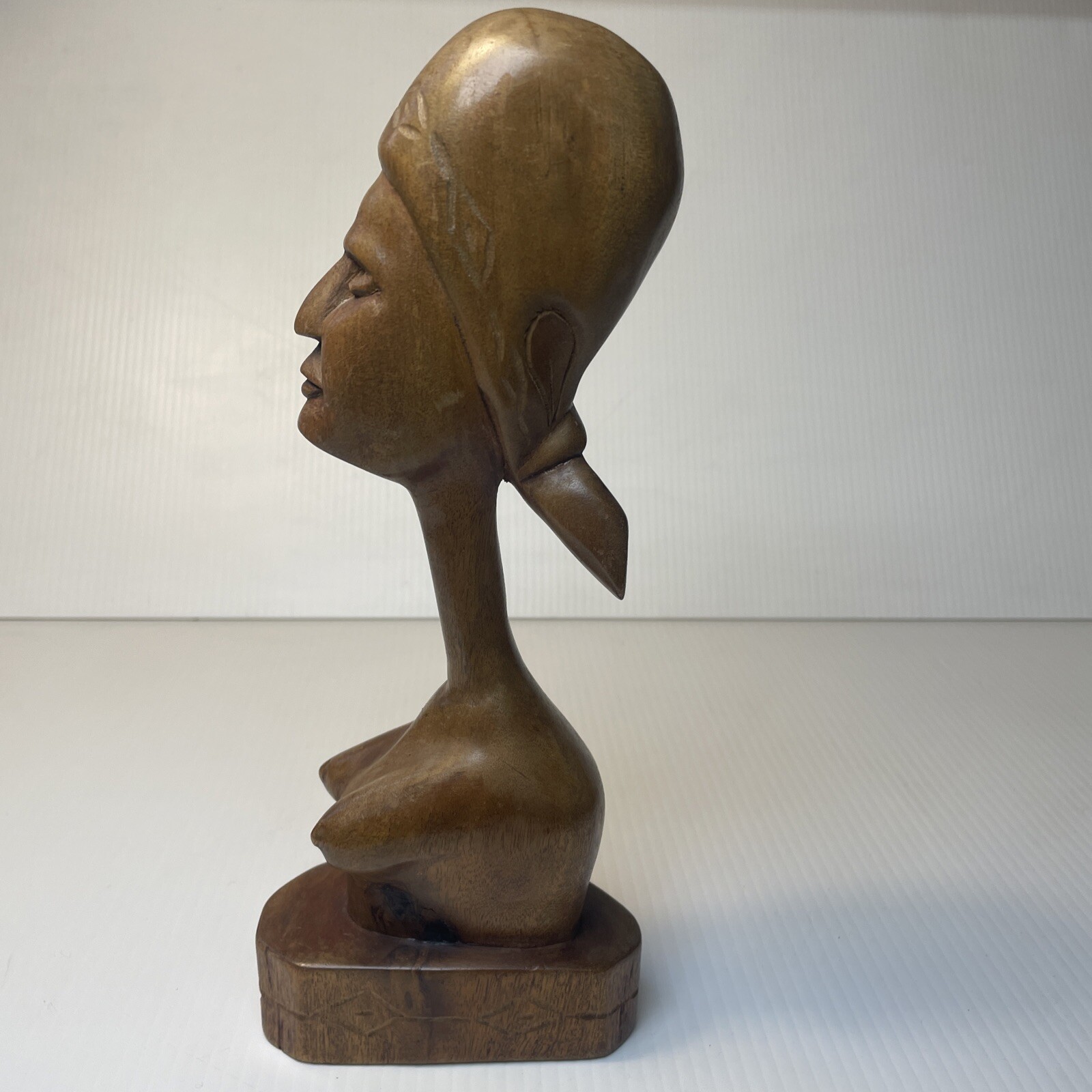 African Haitian Woman Bust Hand Carved Wood Tribal Figurine Art Statue Nude