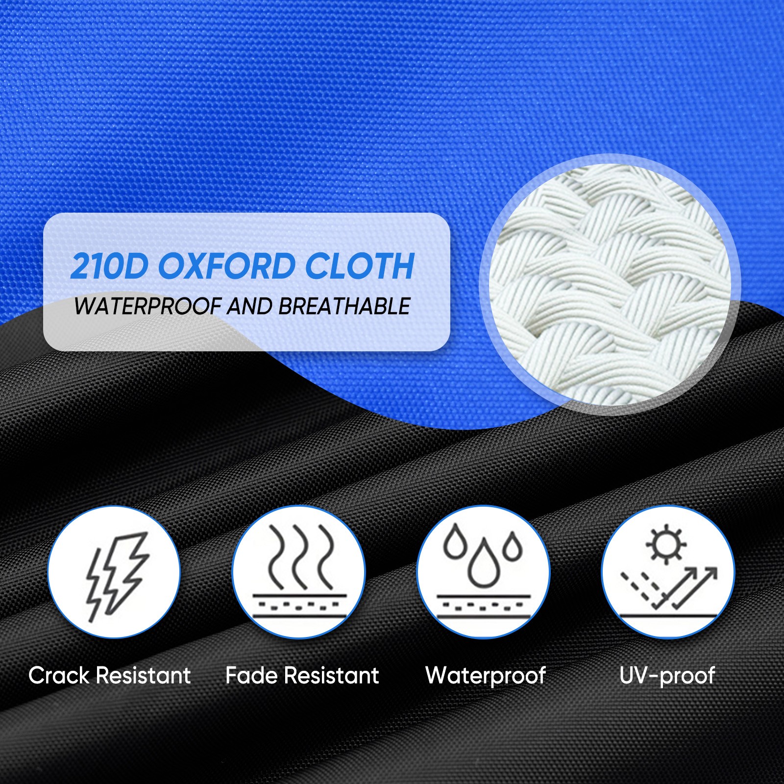 17ft 18ft 19ft Trailerable Waterproof Boat Cover 210D V-Hull Fit up to 102" Beam