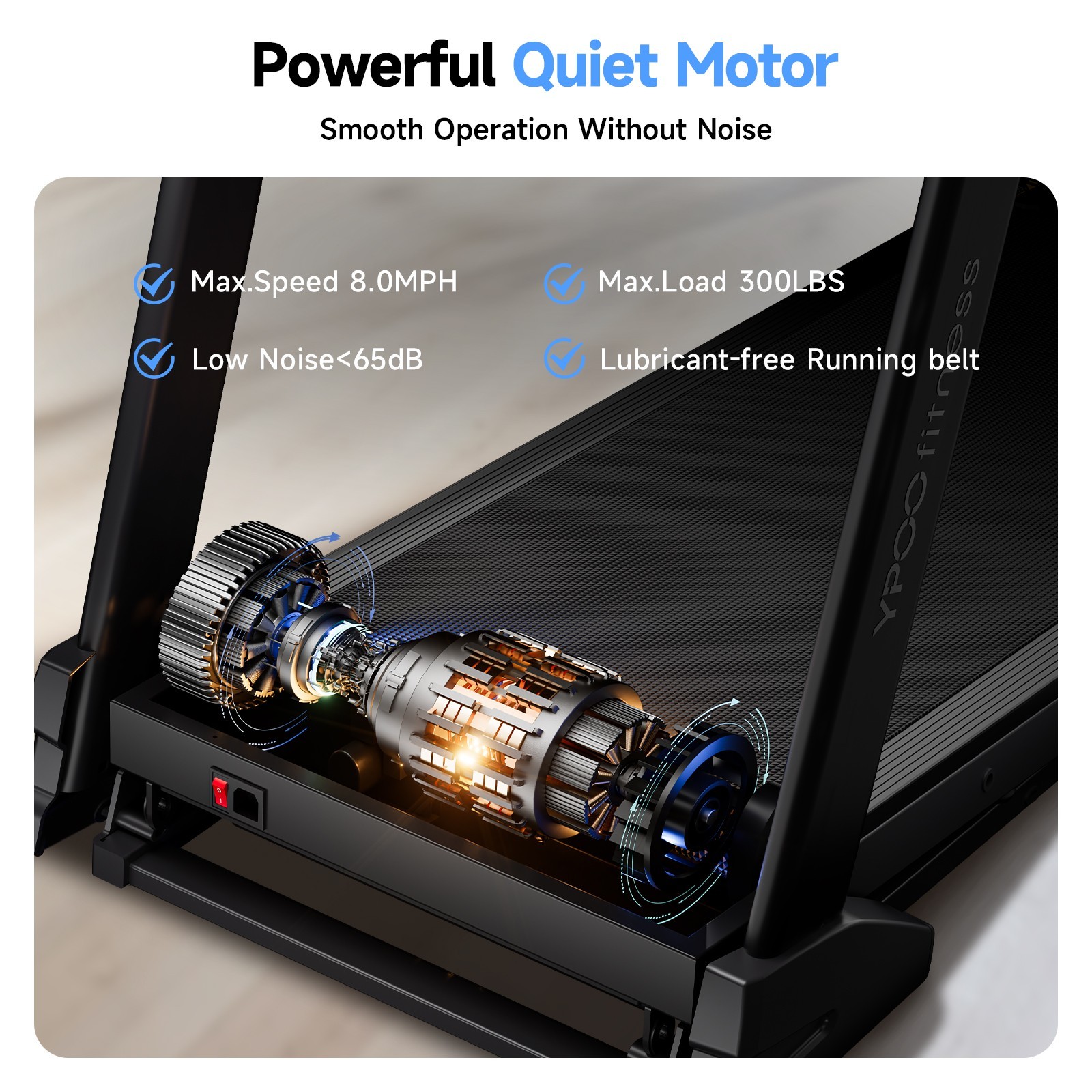 YPOO Foldable Incline Treadmill 8MPH Quiet for Home Treadmill Discounted Sales