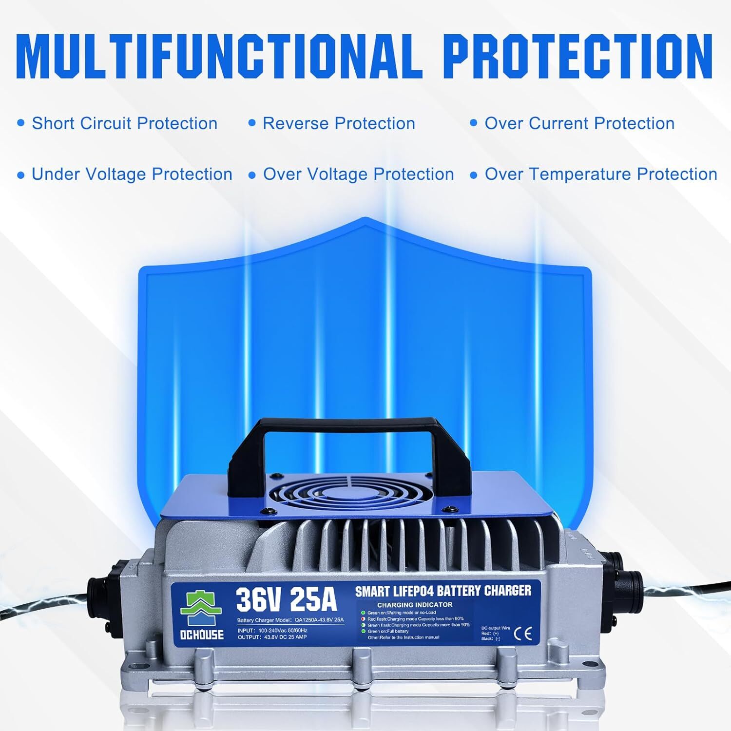36V 100Ah Lithium Golf Cart Battery with 25A Charger BluetoothTrolling Motor RV