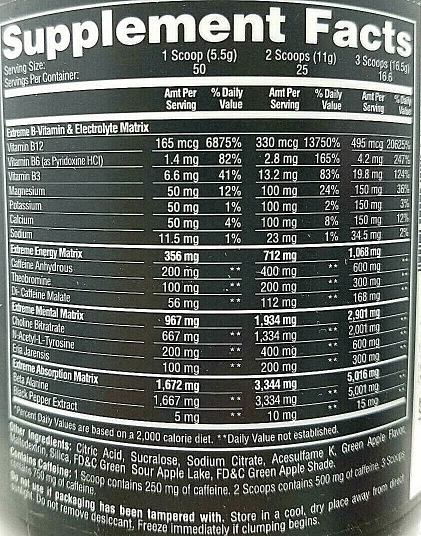 ESP (E.S.P.) EXTREME SUPER PRE WORKOUT POWDER-300 GRAMS-ENERGY-PERFORMANCE