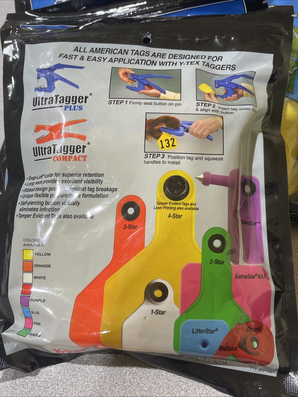 Y-Tex 4 Star Large Cattle Tags 25 Pack, 2 Piece Ear Tag System, Yellow, 76-100