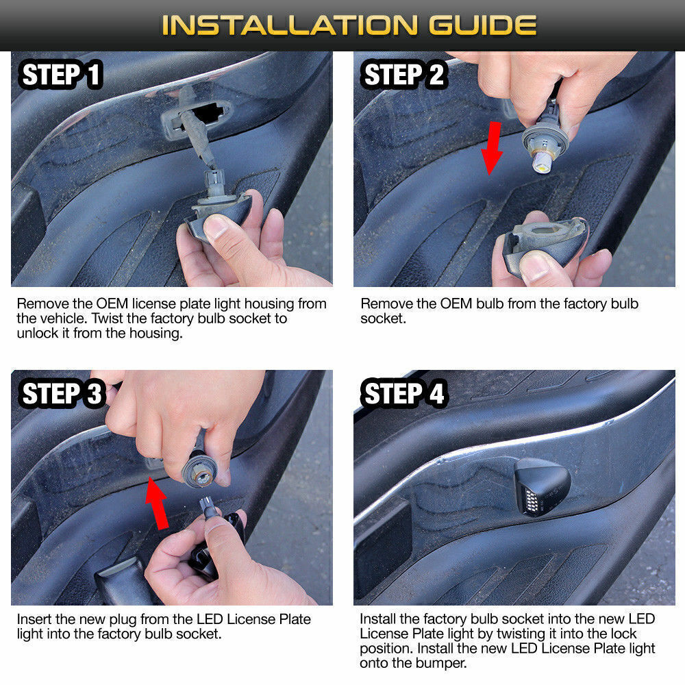 2 Pcs LED License Plate Light Assembly For Chevy Silverado GMC Sierra Cadillac