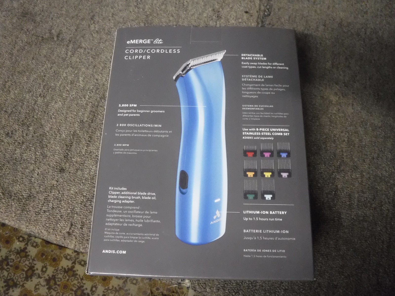 *NEW* Andis 561943 Emerge Lite Crodless Clipper, Blue AGR-3