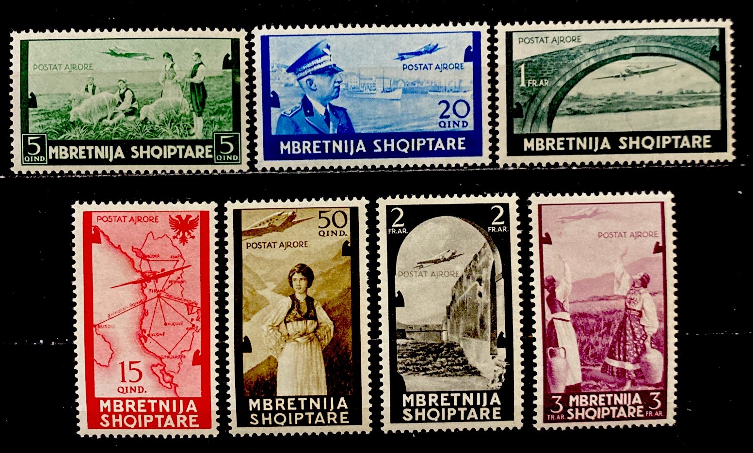 Albania 1940. Air Mail. SC# C47-C53. Mint HOG