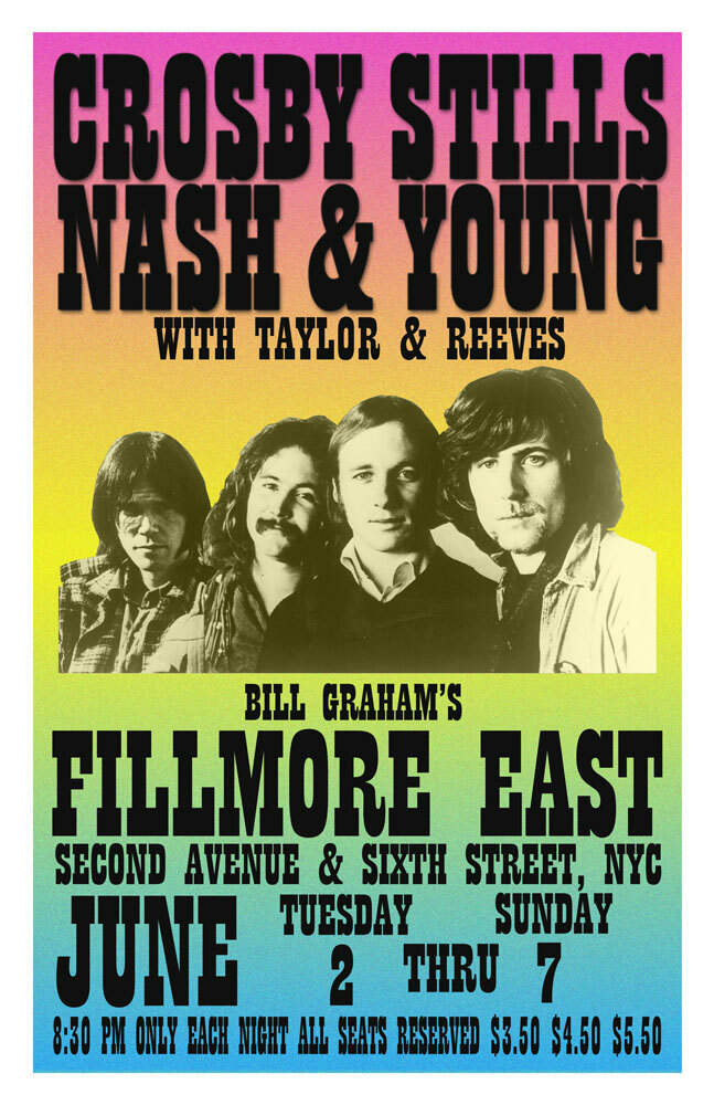 CROSBY STILLS NASH & YOUNG REPLICA 1970 CONCERT POSTER