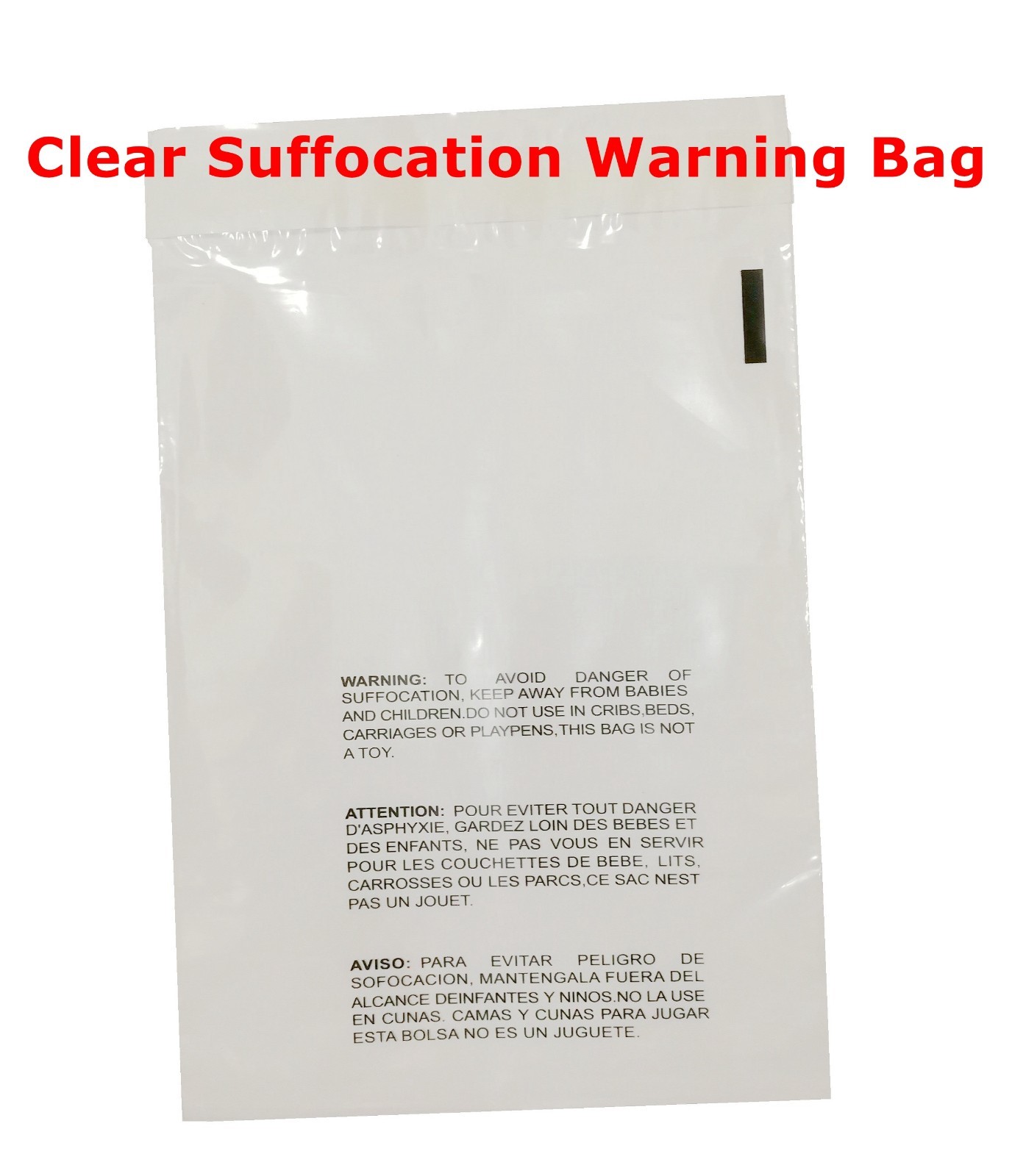 300 11x14 Clear Self Seal Lip & Tape Plastic Bags w/ Suffocation Warning