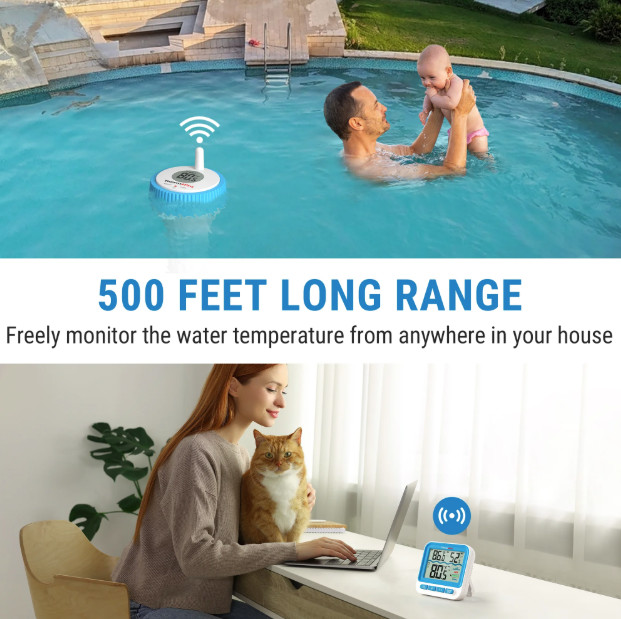 ThermoPro Digital Pool Thermometer, Floating Water Thermometer for Hot Tubs Bath