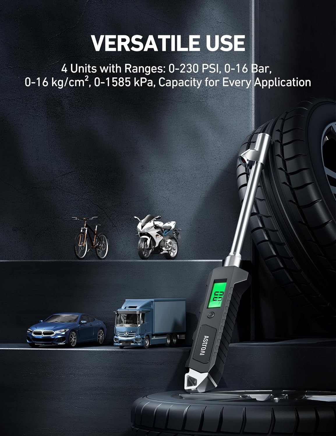 AstroAI Heavy Duty Digital Tire Pressure Gauge 0-230 PSI Calibrated ANSI B40.7