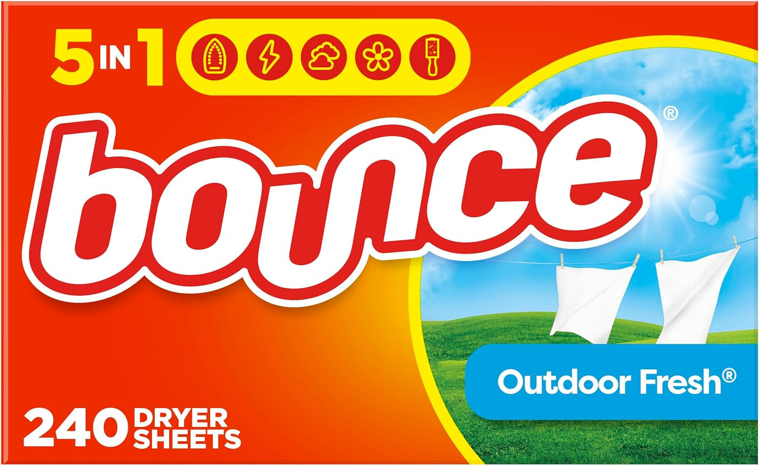 Bounce Dryer Sheets Laundry Fabric Softener Sheets , Outdoor Fresh, 240 Count