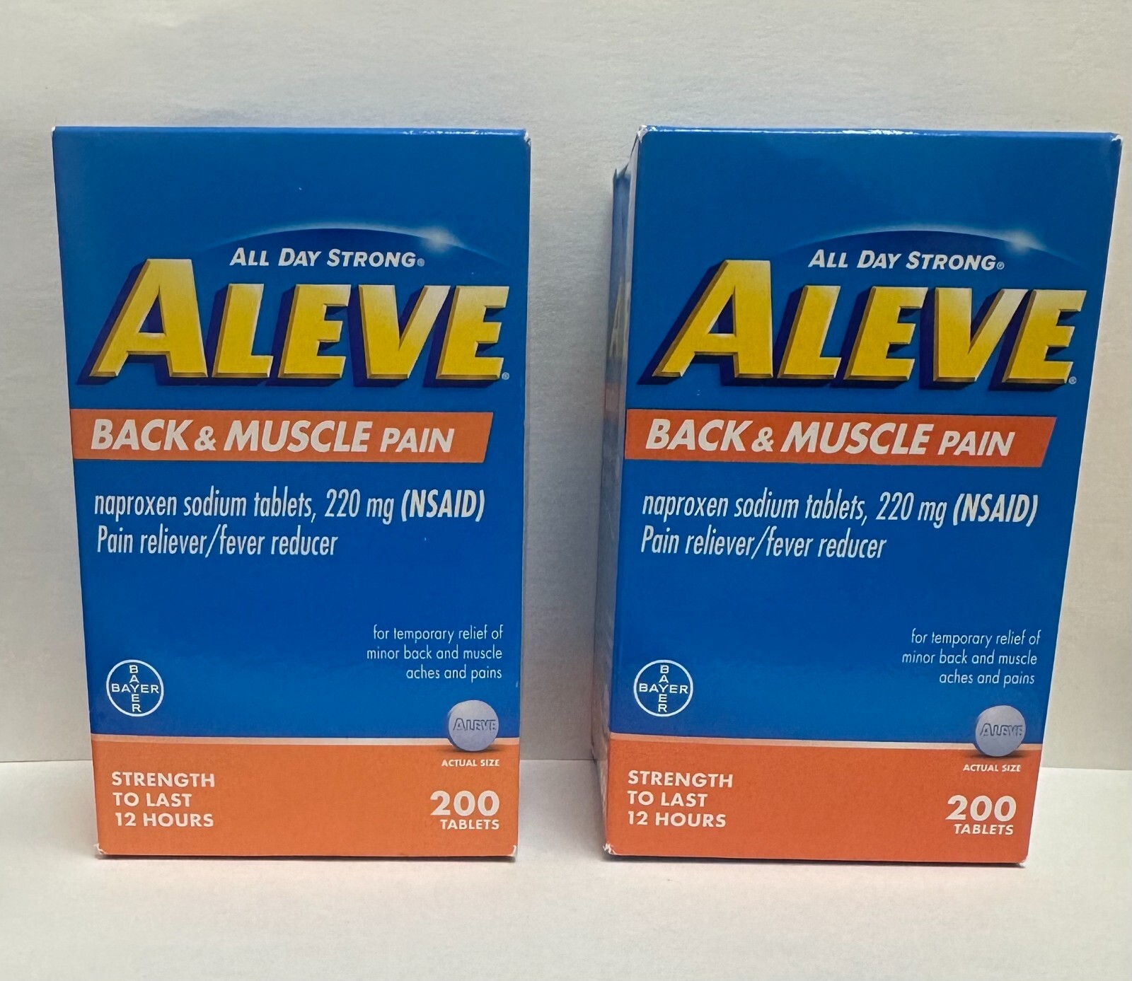 Lot Of 2 Aleve Back & Muscle Pain Reliever, 200 (400 Tablets Total) Exp:02/26