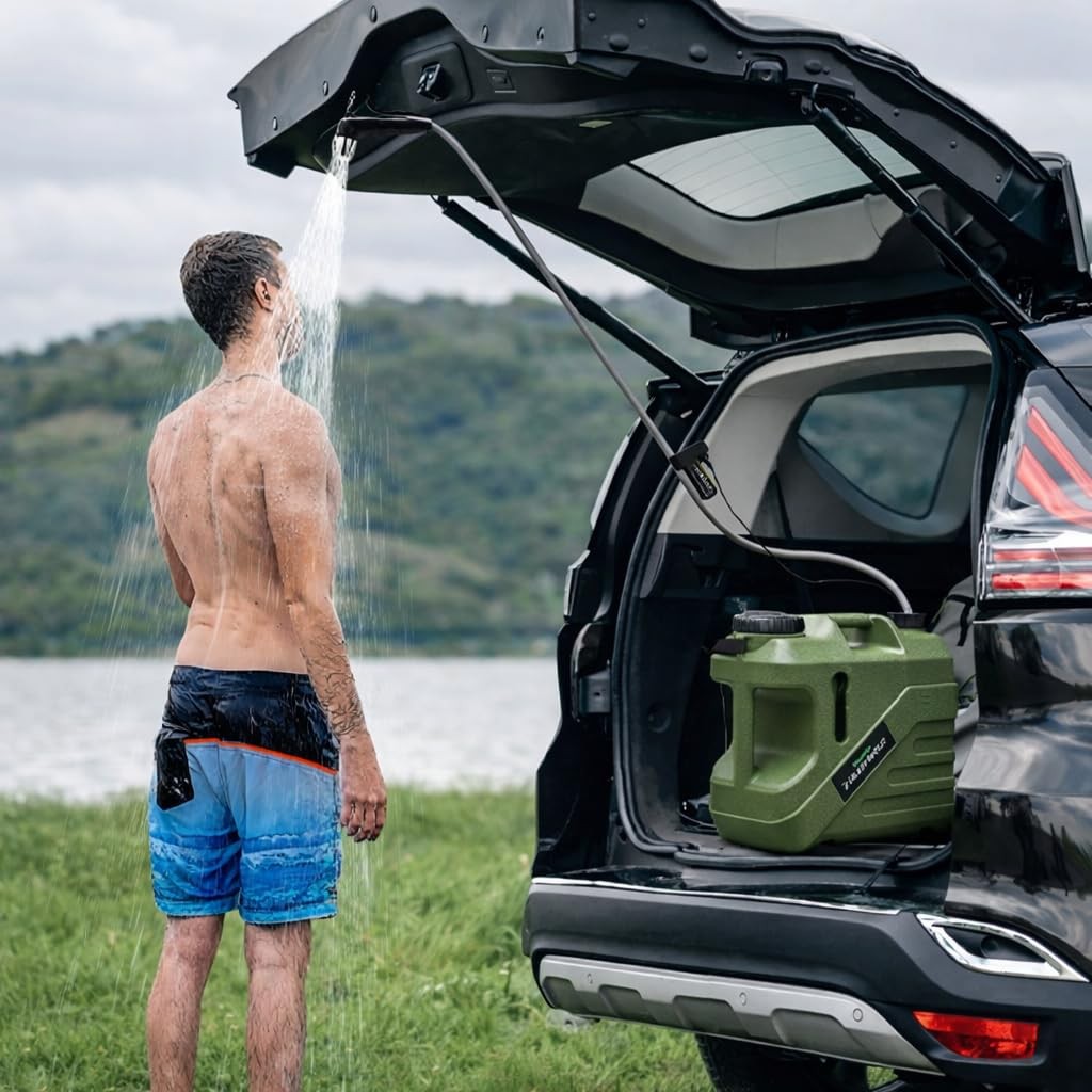 Portable Shower for Camping with Integrated Design – Spill-Resistant, Electri...