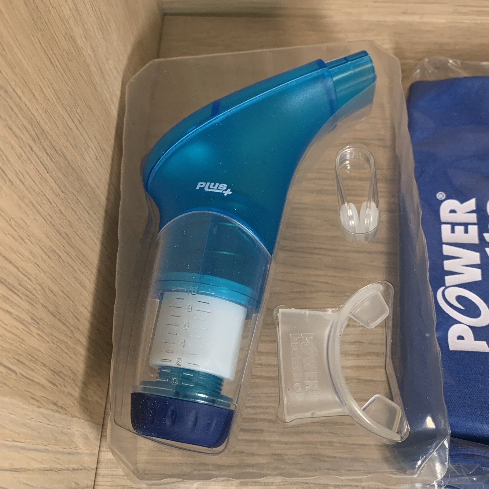 POWERbreathe Plus Medium Resistance Breathing Muscle Trainer Blue NEW OPEN BOX