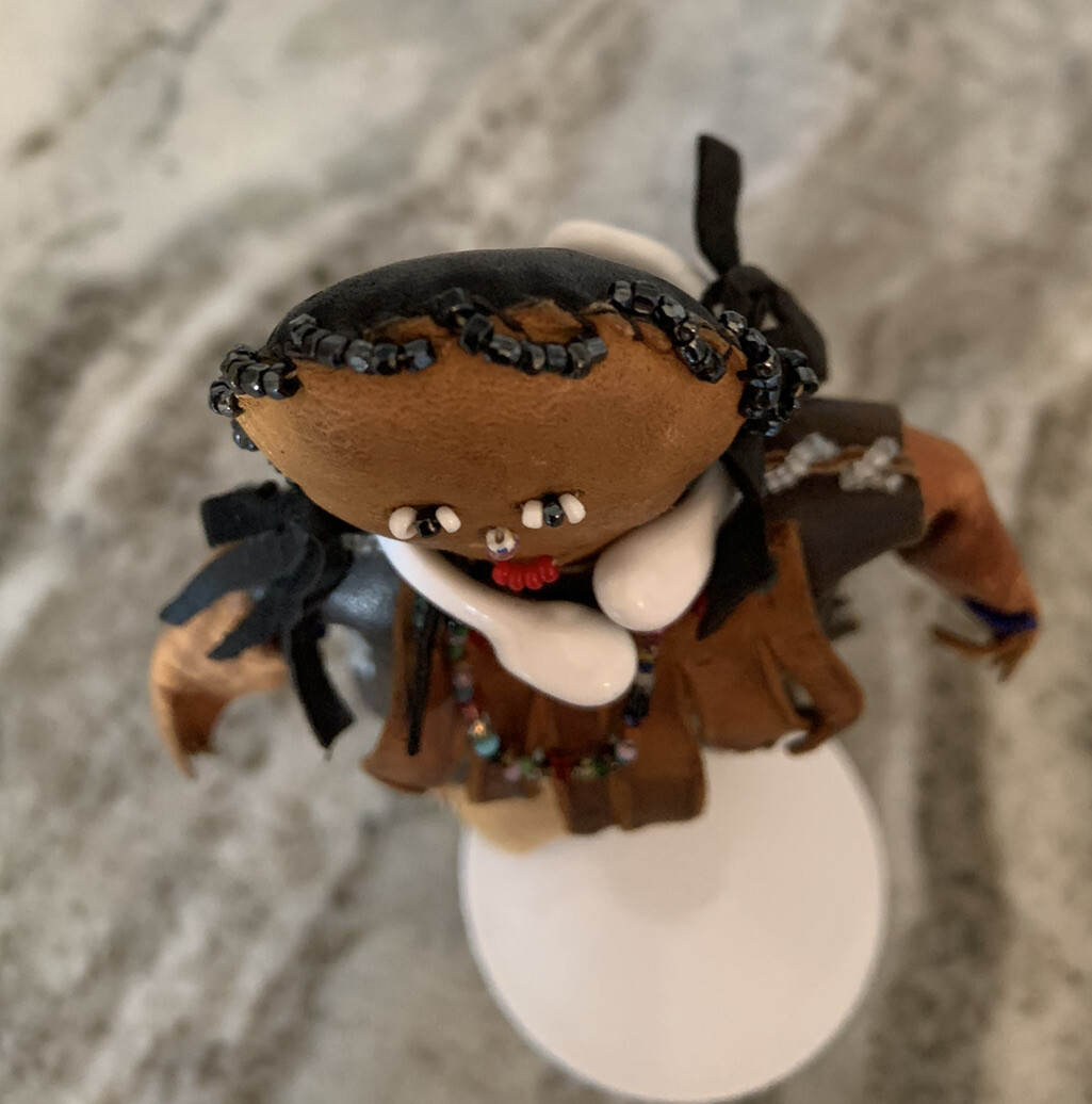 1900-1920 AMERICAN NAVAJO INDIAN HANDMADE 7-1/2” RAG DOLL DEERSKIN + BEADWORK