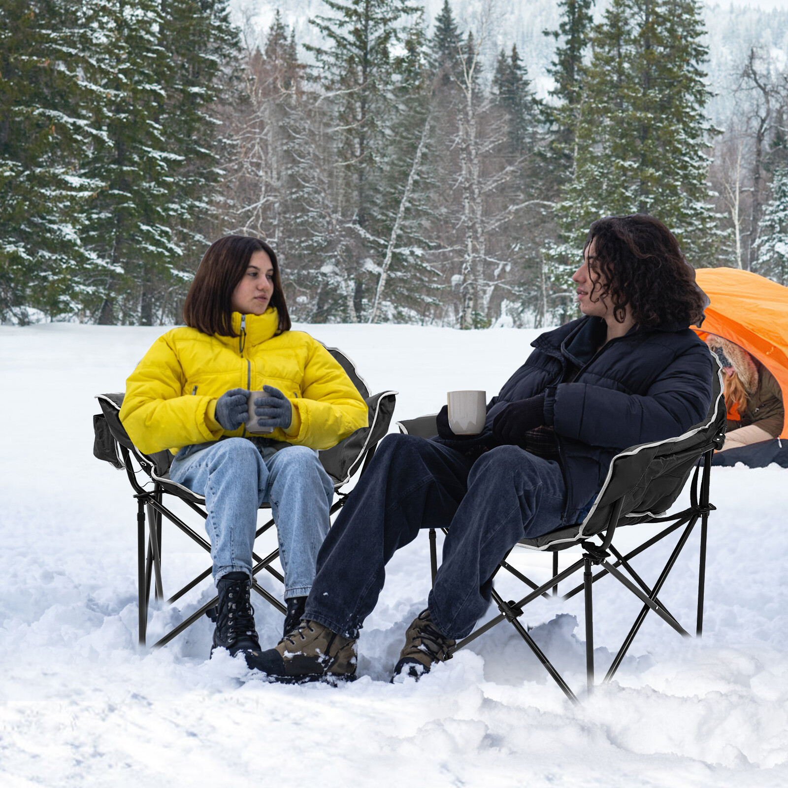 SLSY Oversized Heated Camping Chair Patio Lounge Chairs with 20000mAh Power Bank