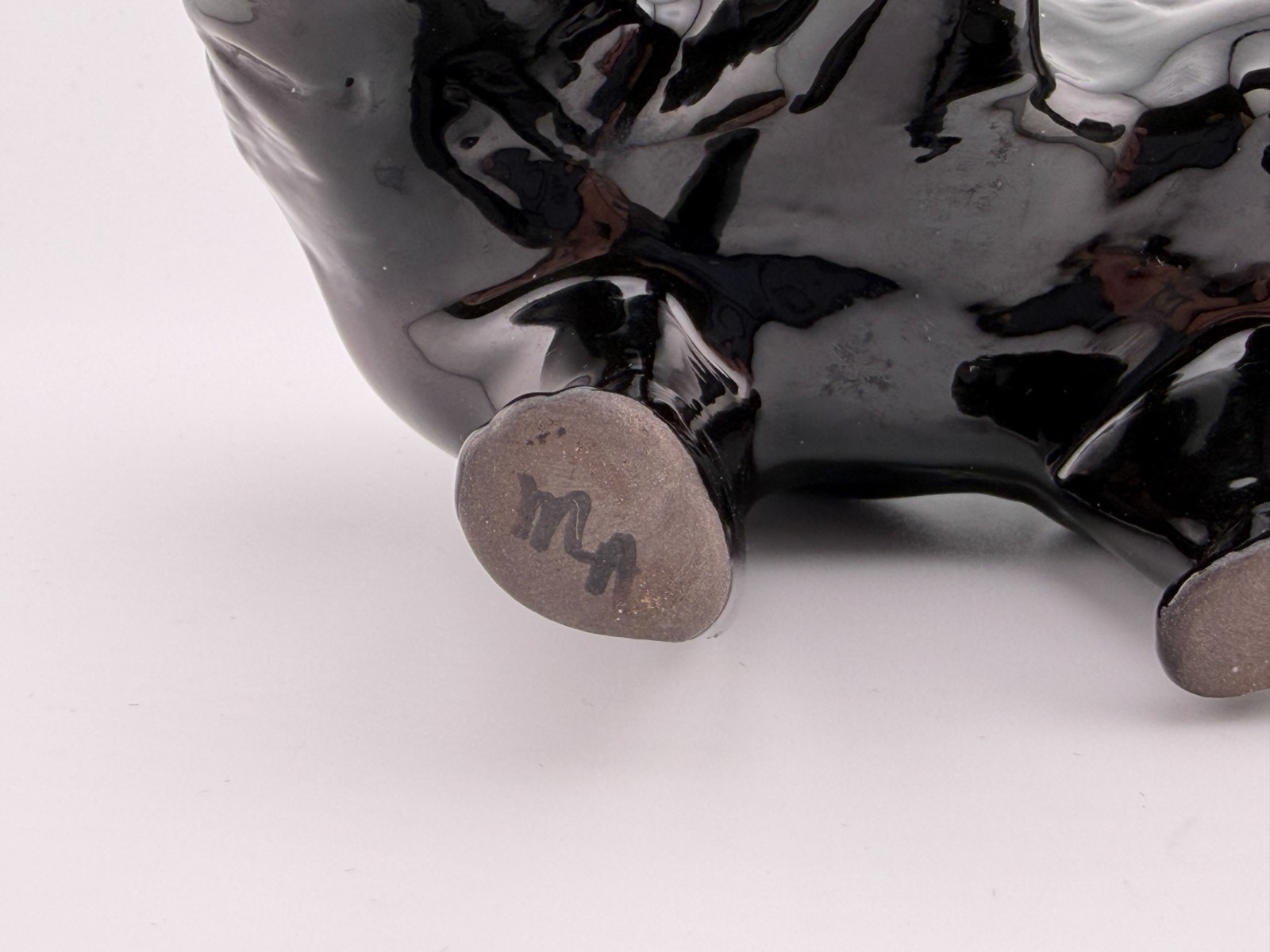 Maria Adelicia Native American San Juan Pueblo Black on Black Ceramic Bear