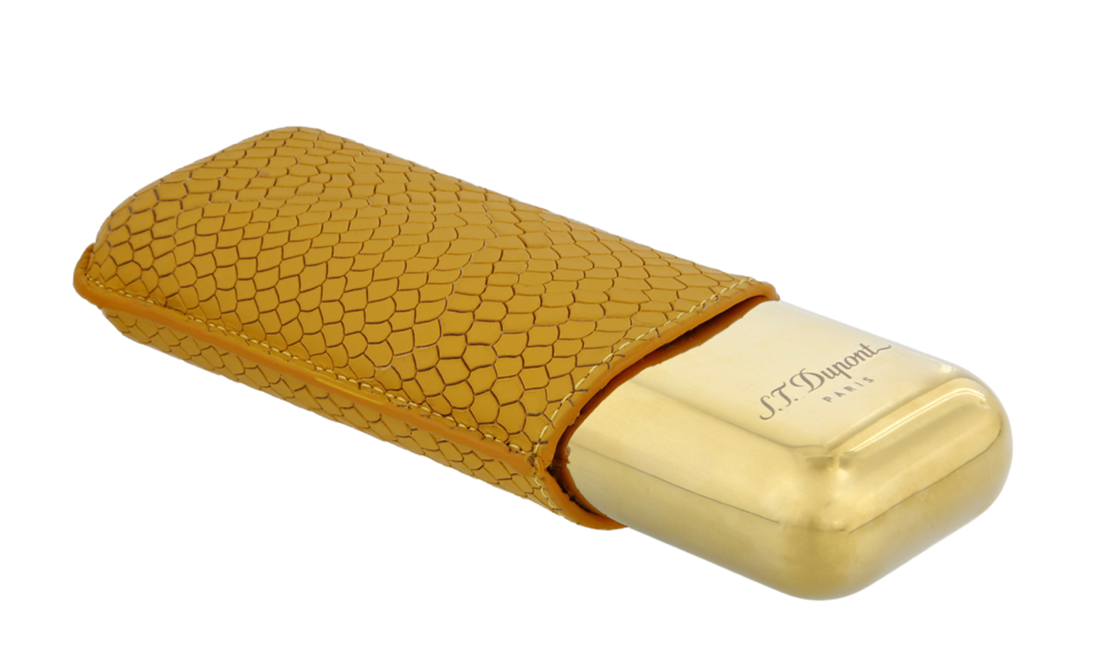 S.T. Dupont Honey Leather, Dragon Scales Cigar Case, 2 Cigars 183273 New In Box