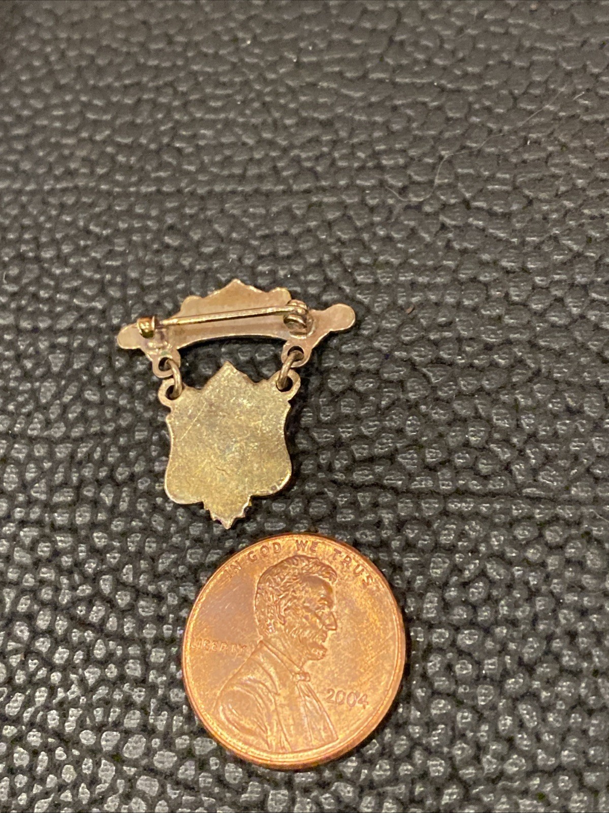 Vtg Antique P of H Patron Of Husbandry Green Enamel Dangle Shield Crest Logo Pin