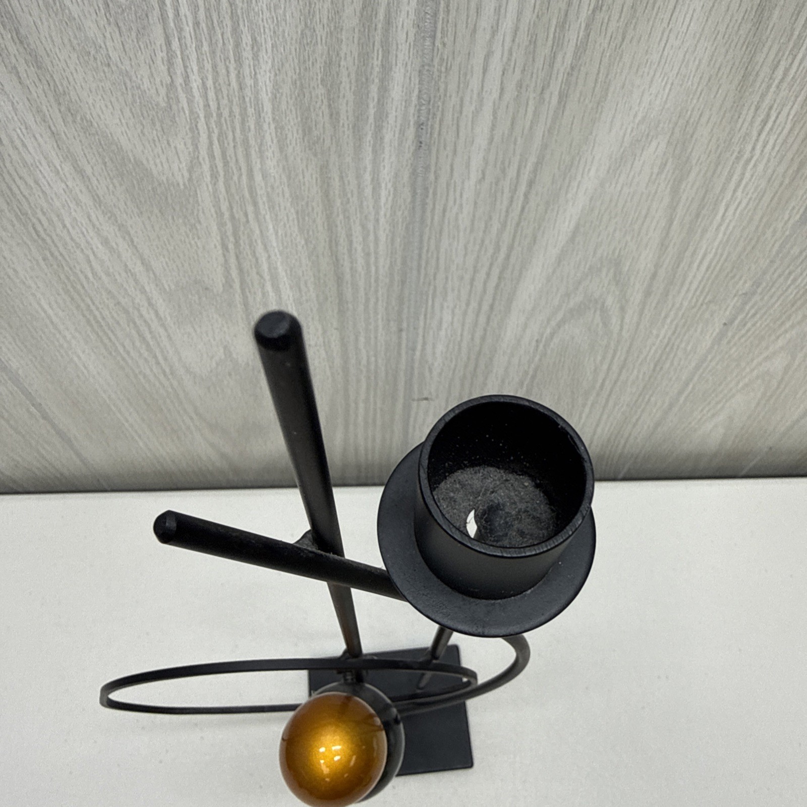 Rick Martin 2011 Post Modern Metal Candlestick Holder Atomic Spherical Abstract