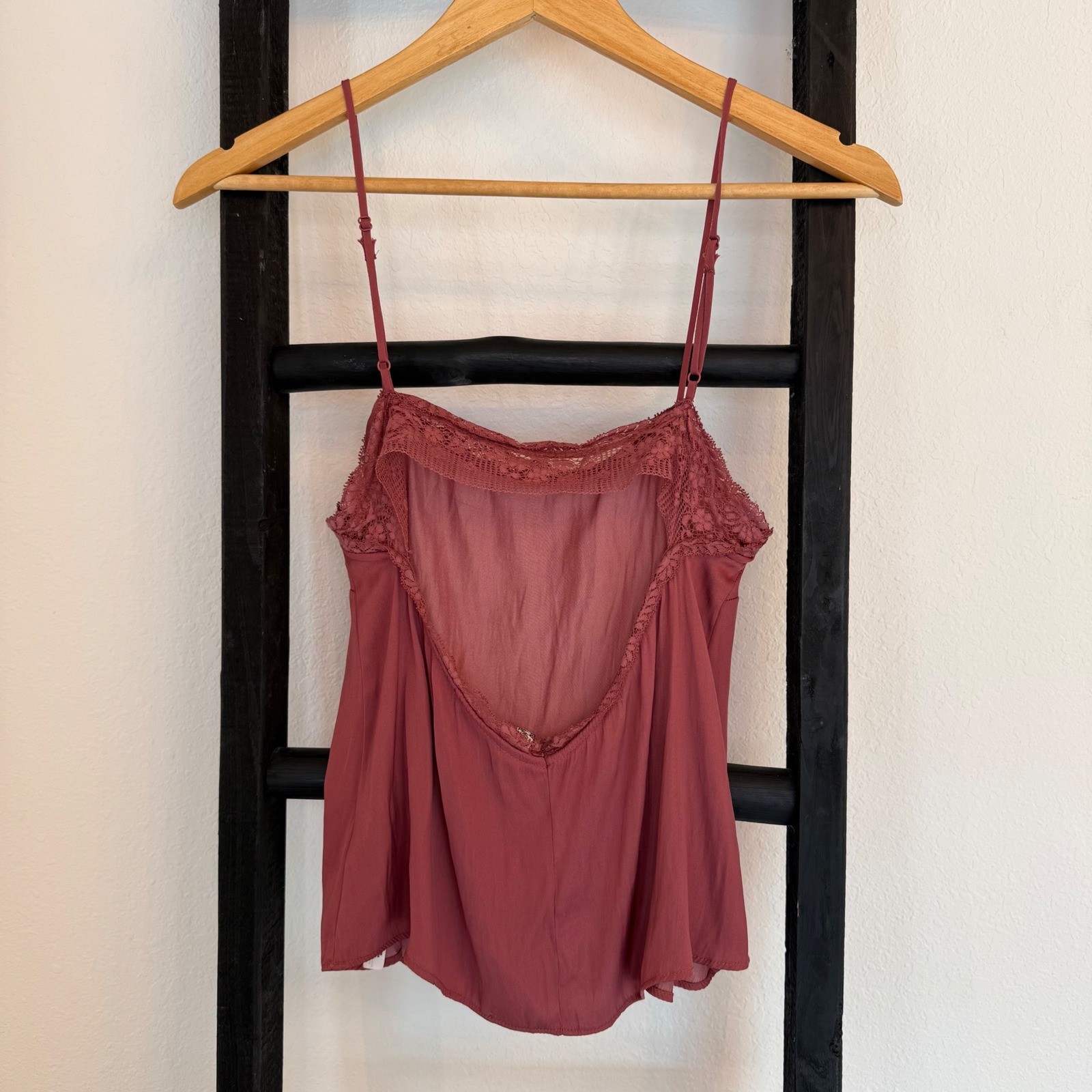 Free People Red Lace Trim Cami Tank Top Women's Size Small