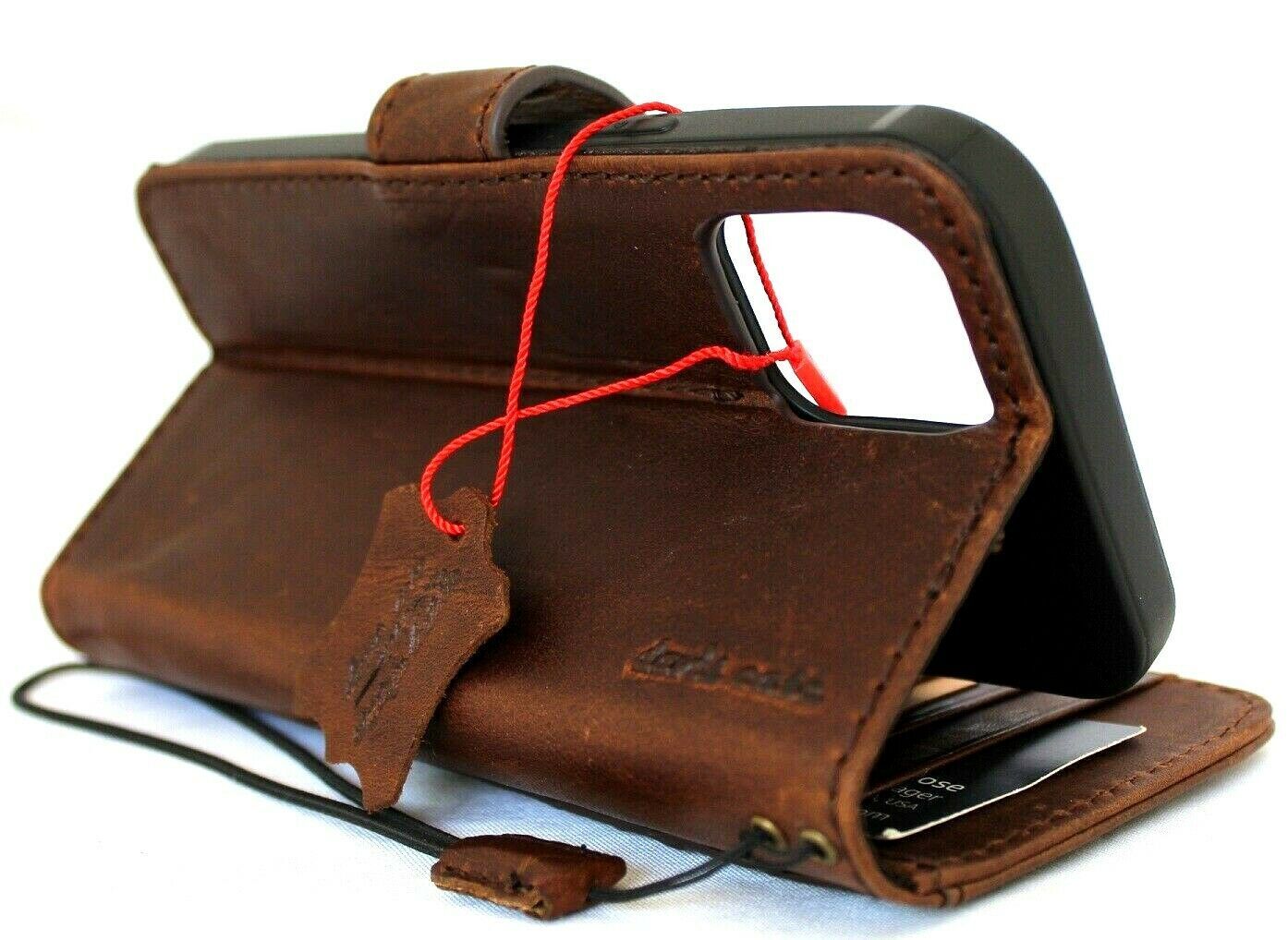 Genuine Leather case for Iphone 15 14 13 12 11 Pro Max Wallet Book Cards Xs XR