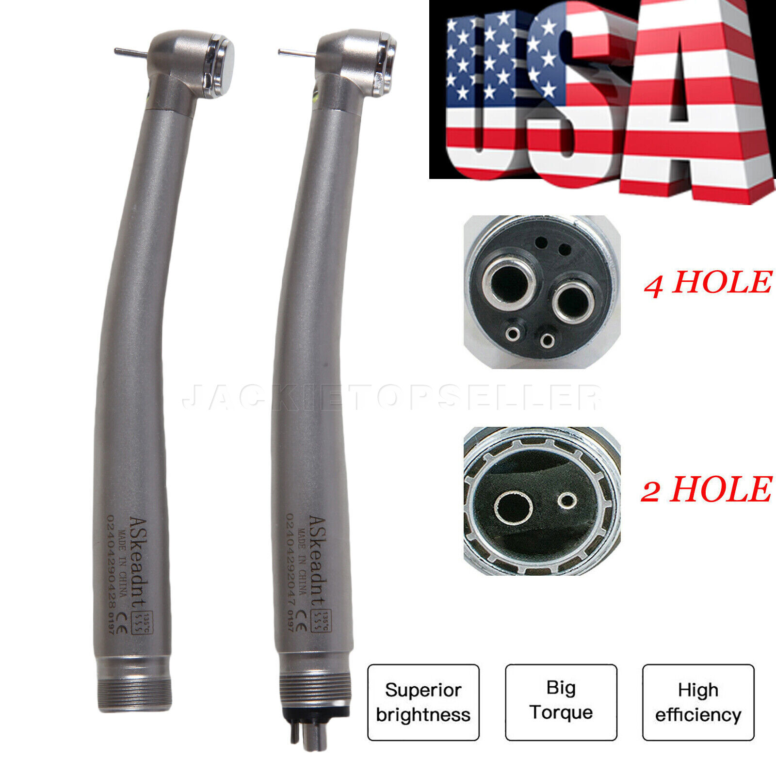 Pieza de mano LED turbina alta velocidad fibra óptica dental estilo NSK 2/4 Hole