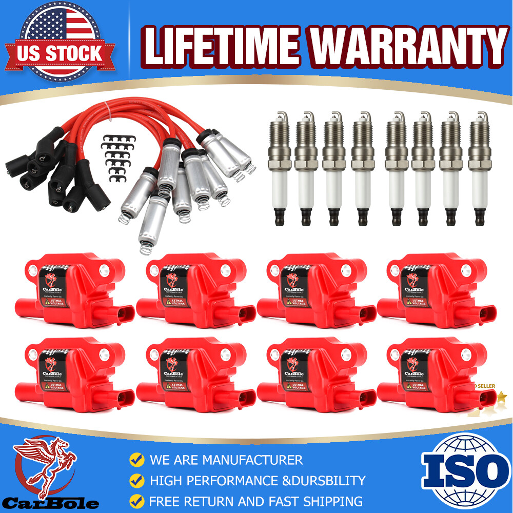 High Performance UF413 Ignition Coil+Spark Plug+Wire For Chevy GMC 5.3L 6.2L V8