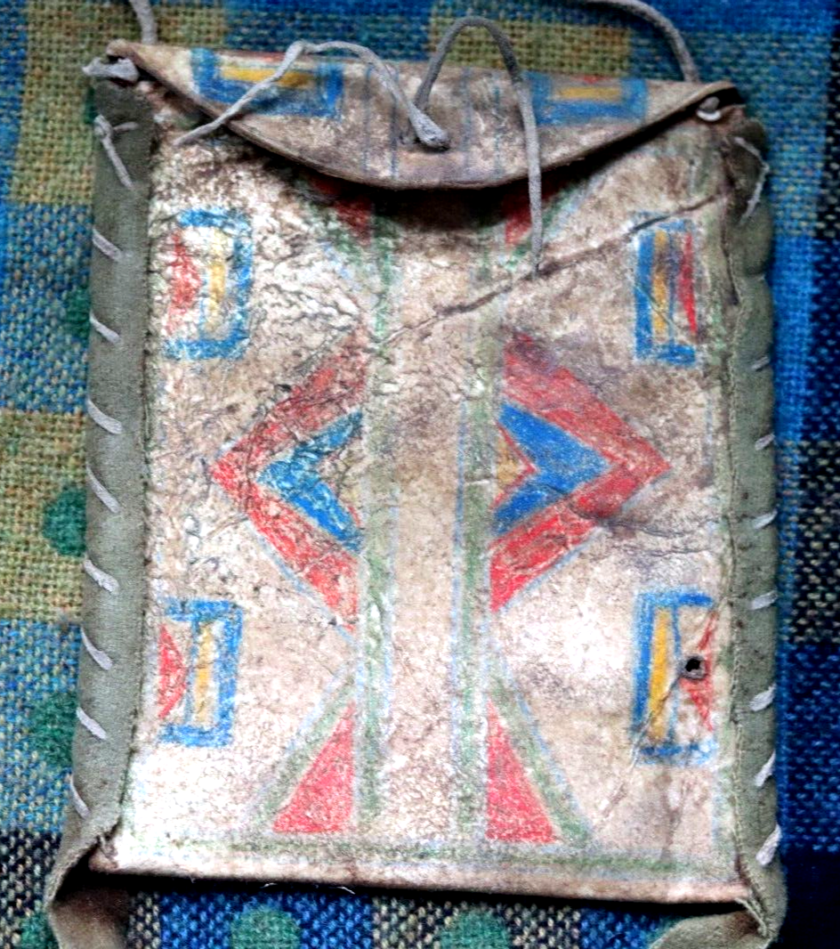 Vintage PARFLECHE BAG antique Native American document pouch Plains Indians