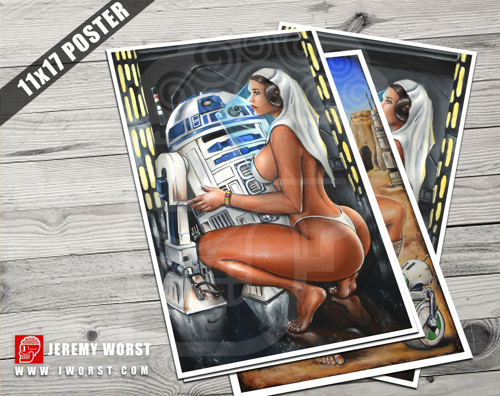 JEREMY WORST R2PIMP2 Cosplay Art r2d2 Princess leia Poster Canvas Sexy Star Wars