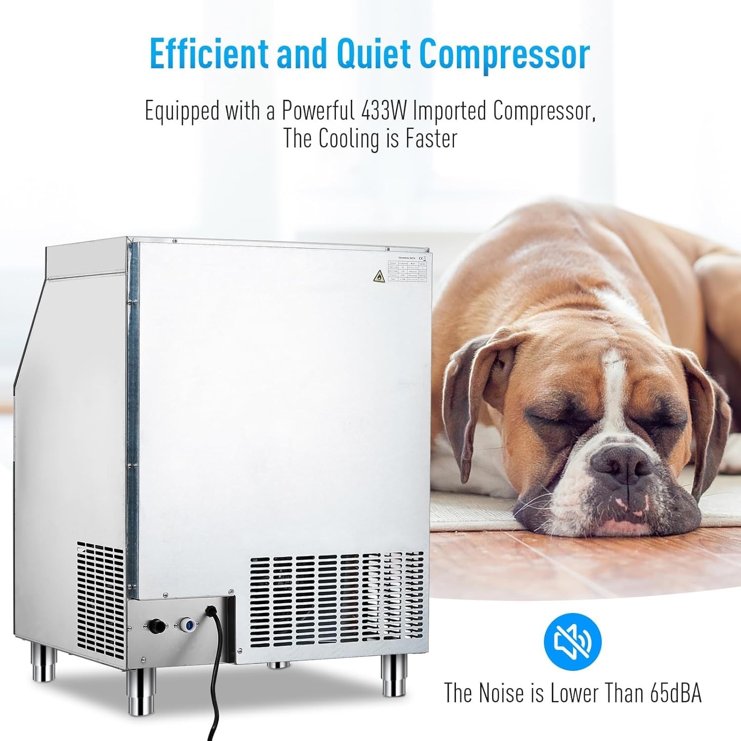 Commercial Ice Maker Freestanding Cabinet Machine 160lbs/24H 100Lbs Storage Bin