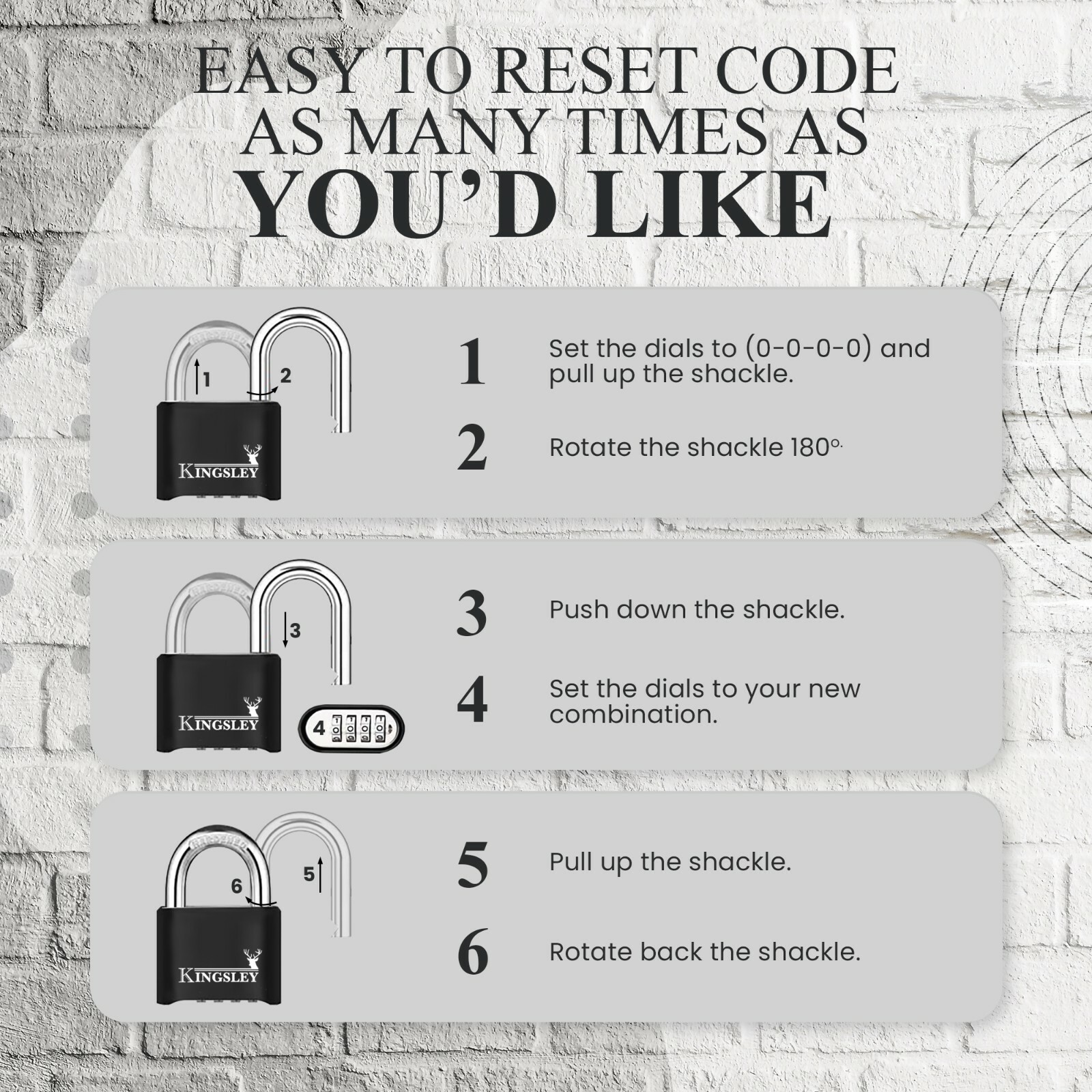 Resettable Combo Lock (Combination Padlock) Hardened Steel Shackle