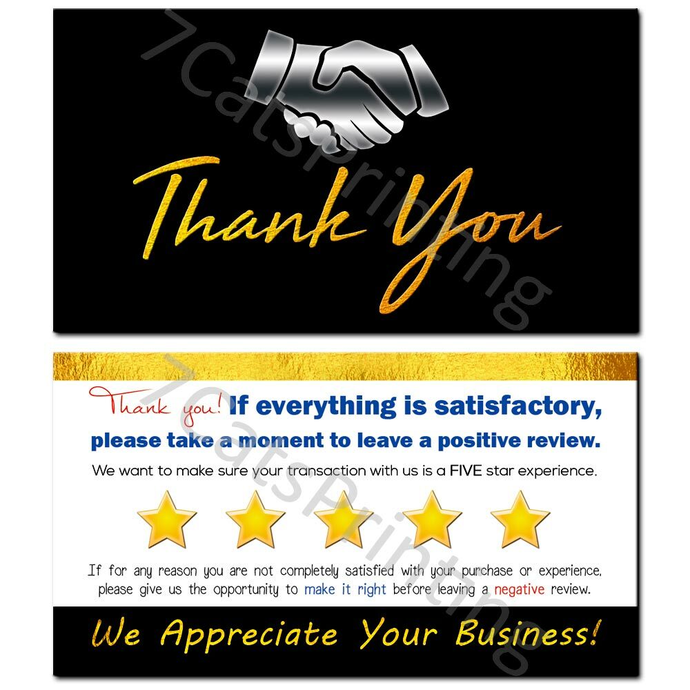 200 Thank You for Your Purchase Business Cards for eBay Sellers Amazon Colors