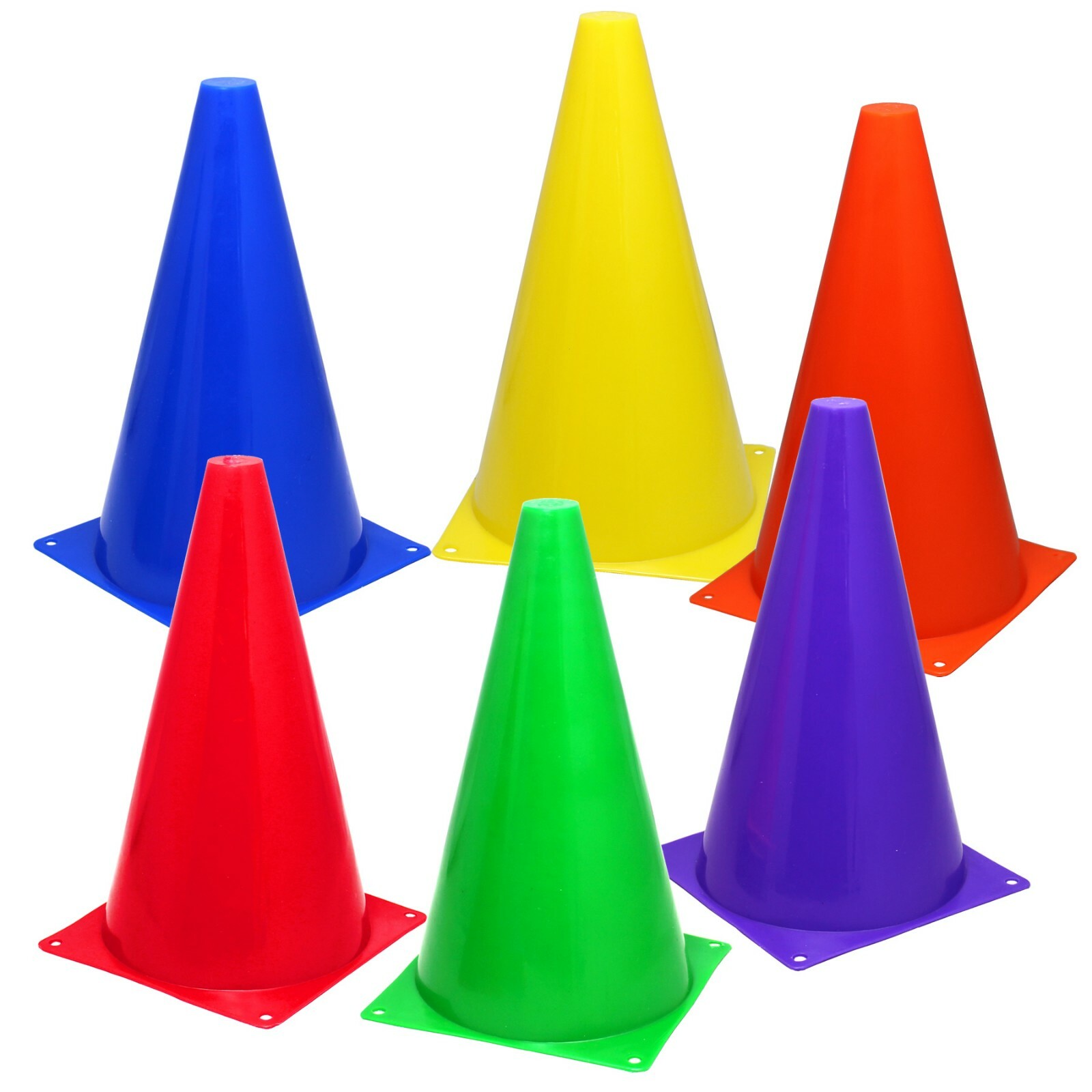 6 Assorted Color 9" Cones Train Like a Champion Soccer Football Agility Traffic