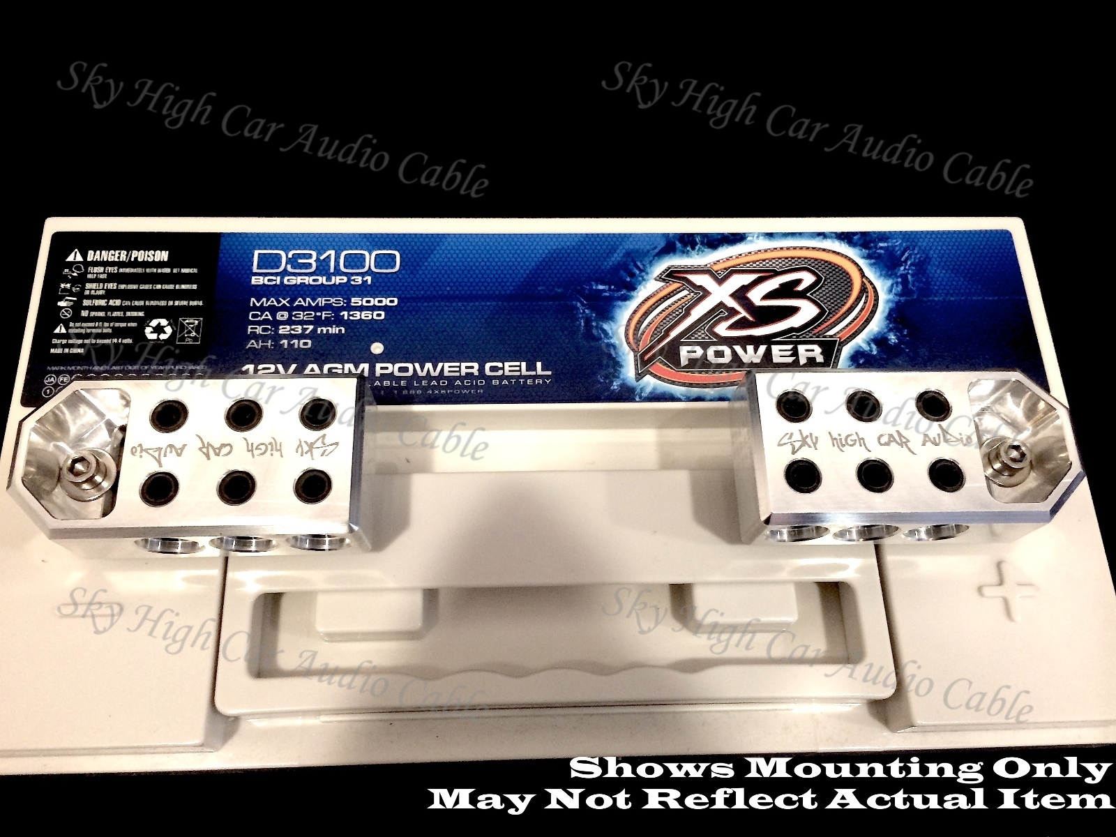 Pair of Sky High Car Audio (4) 1/0 or 2/0 Gauge BATTERY TERMINALS BOLT USE ONLY