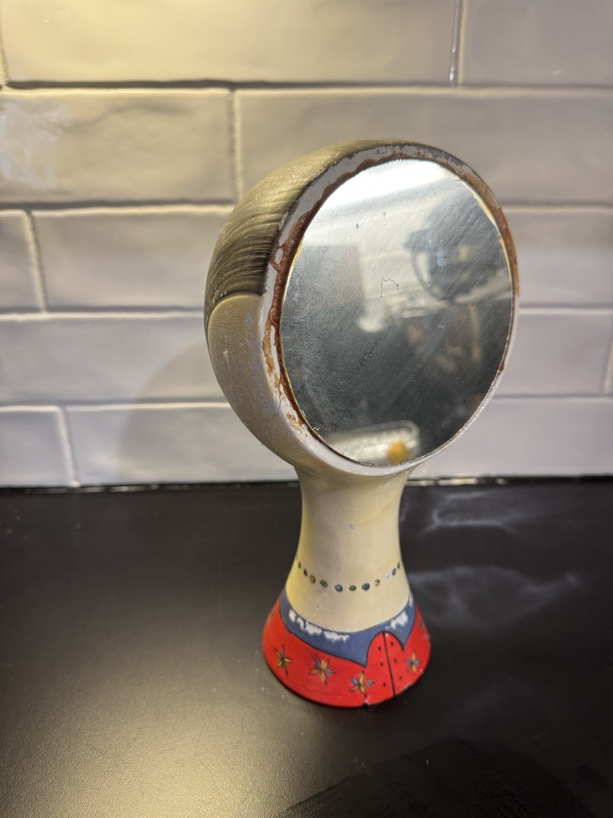 Vintage Stangl Mannequin Head Hat Wig Stand Mirror