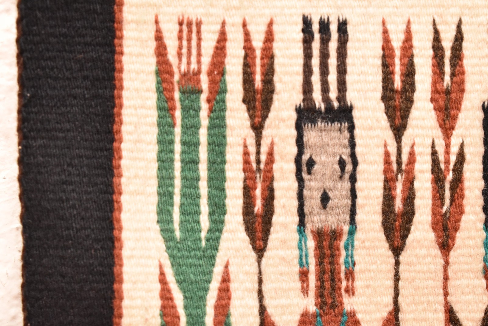 Antique Navajo Rug Native American Indian Yei Pictorial Weaving 27x22 Textile