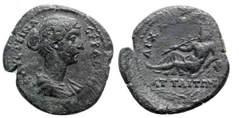 Faustina II, 147-175 AD. Mysia, Attaea. Æ27 - Asklepiades, archon RARE!