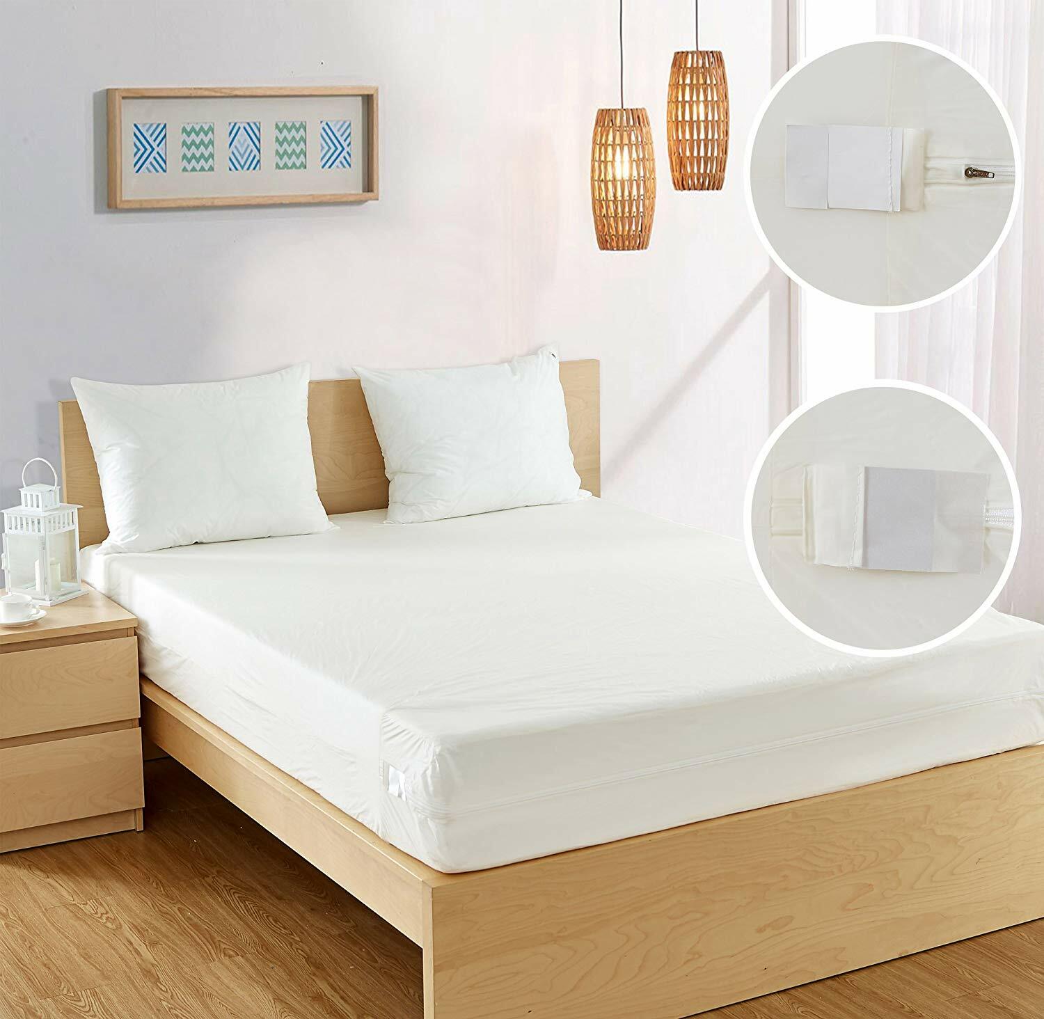 BED BUG PROOF ~ Waterproof Zippered Vinyl Mattress Cover ENCASEMENT King Queen