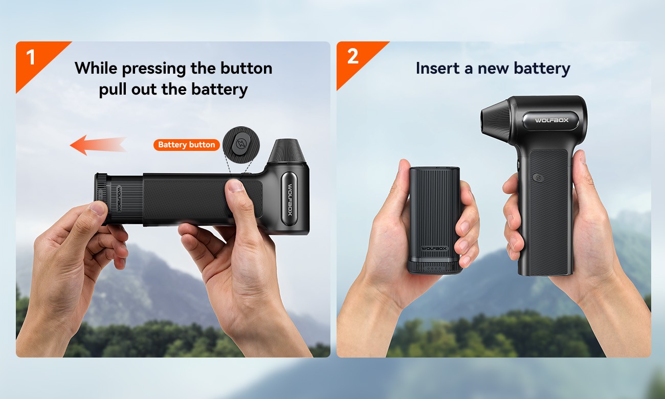 WOLFBOX Handheld DF200 Electric Air Duster w/ Removable Battery Mini Blower NEW