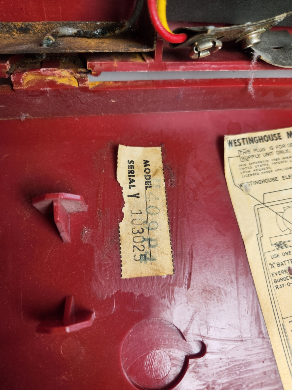 Vintage Westinghouse H409P4 Red Portable Tube Radio Mid Century Atomic Retro