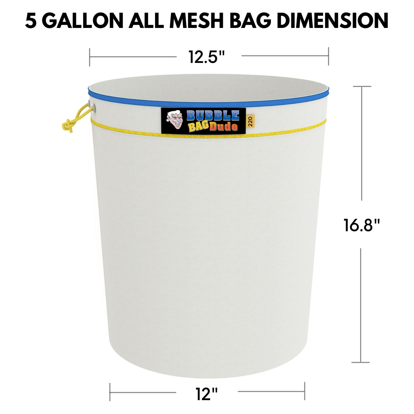 Bubble Bag BUBBLEBAGDUDE 5 GAL - 3 Bag Kit All Mesh Bubble Hash Bags Extractor