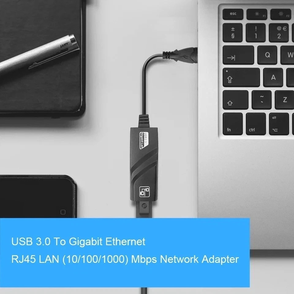 USB 3.0 Gigabit Ethernet LAN RJ45 1000Mbps Network Adapter For Windows PC Mac