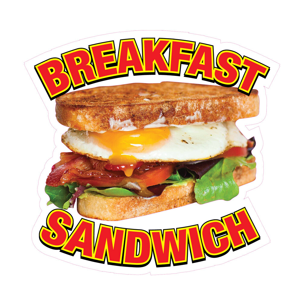 Food Truck Decals Breakfast Sandwich Restaurant & Food Concession Sign Yellow
