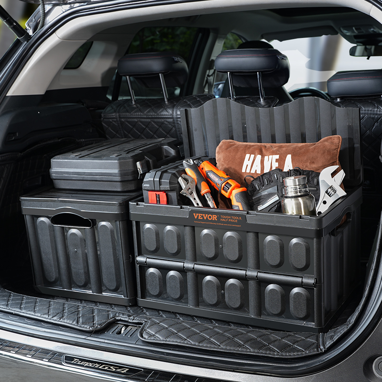 VEVOR Collapsible Storage Bins with Lids Folding Stackable Containers 45L 3-Pack