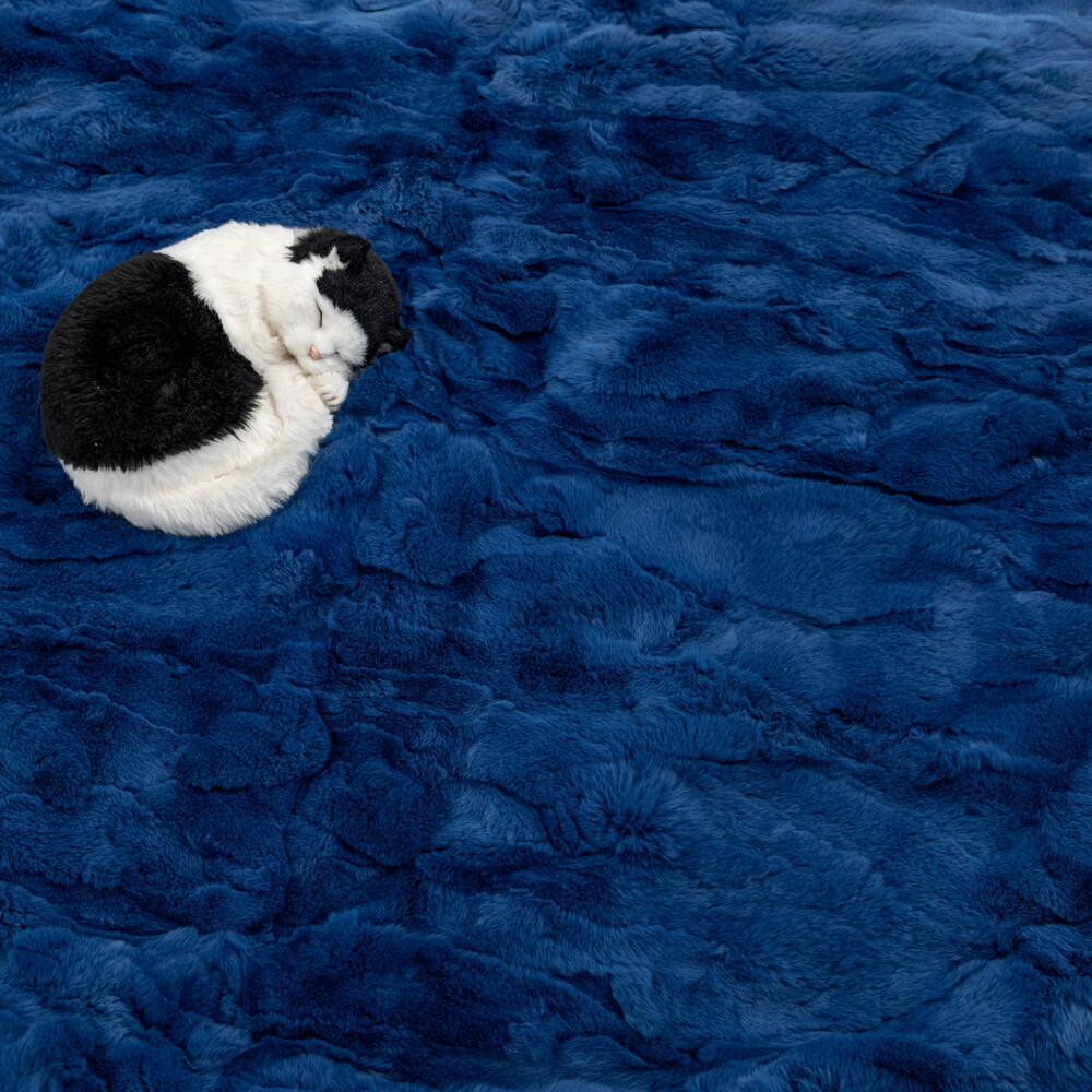 Luxury Real Rex Rabbit Fur Throw Blanket Couch Armchair Mat Bedspread 55x79inch