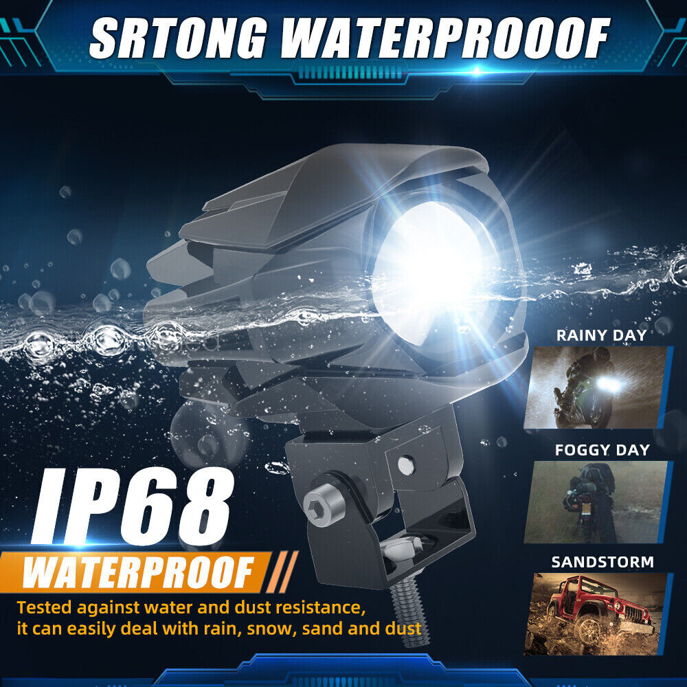 2Pc 3inch LED Spot Work Light Fog Lamp Driving Headlight Yellow White Motorcycle