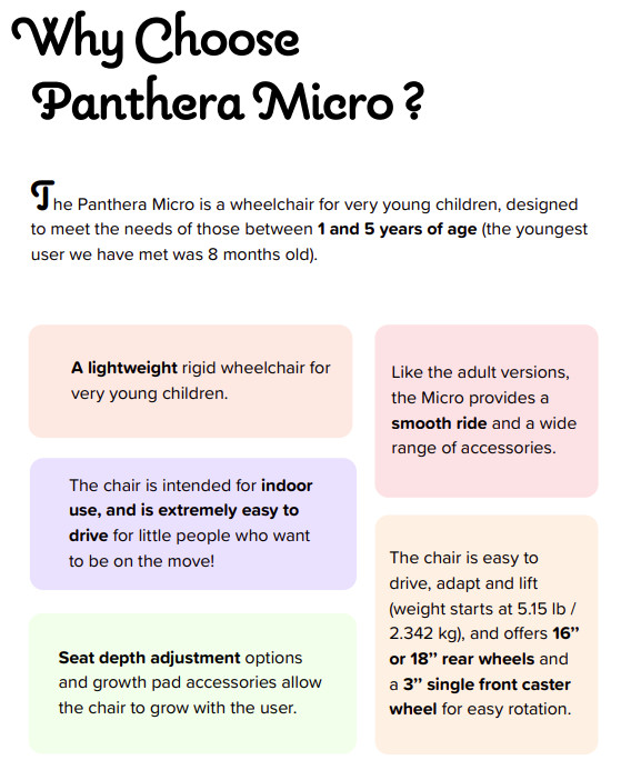 Permobil Panthera Micro Pediatric/Child/Toddler/ Manual Wheelchair/Stroller