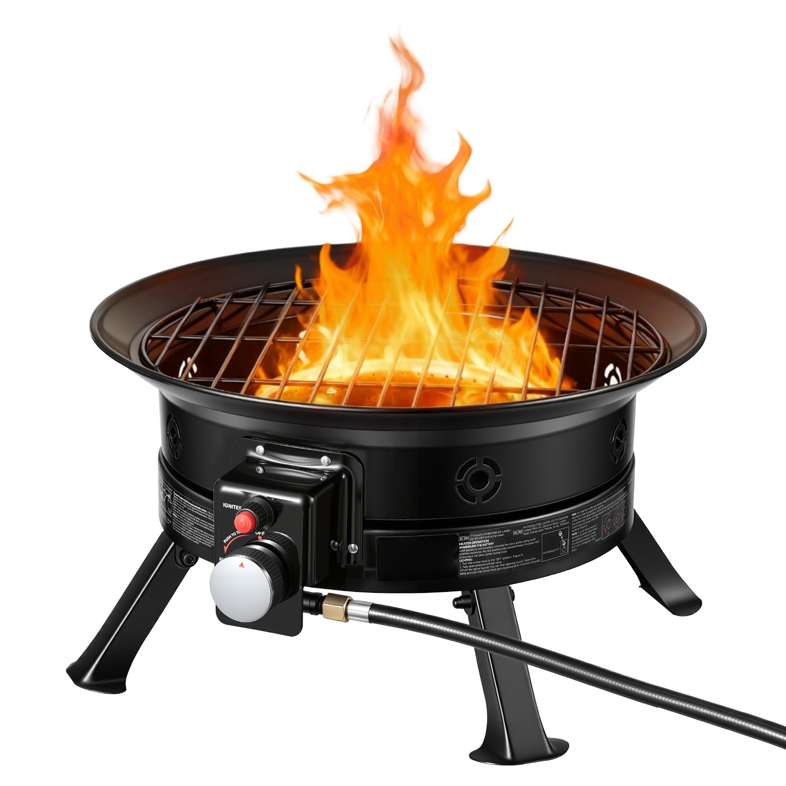 Uimoso 19-Inch Portable Propane Fire Pit, 53000BTU Gas Fire Bowl for Outdoor Use
