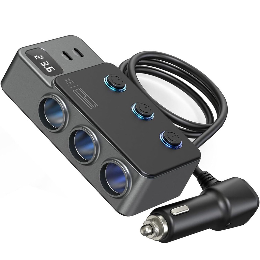3 Way Car Cigarette Lighter Socket Splitter USB Fast Charger Power Adapter 12V